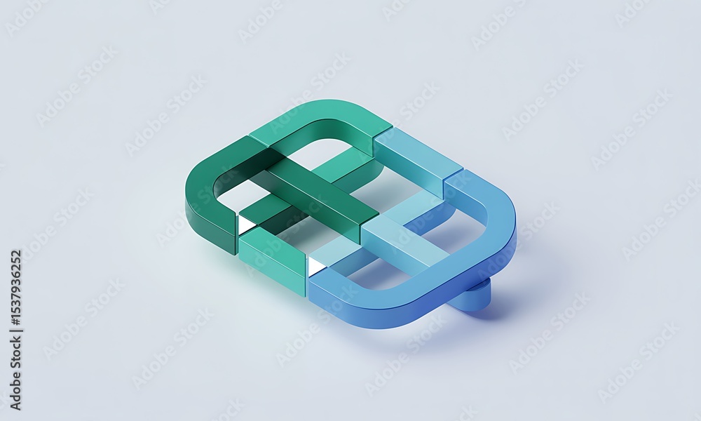 Poster abstract interlocking structure symbolizes connection, conveying a sense of unity and complexity on 
