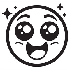 Fototapeta premium Cheerful Cartoon Face with Expressive Eyes Vector