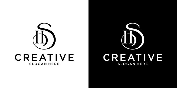 HS or SH Initial letter logo design vector template