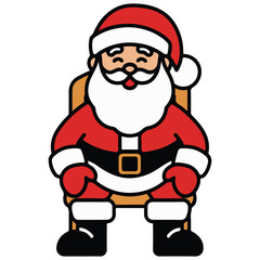 Minimalist Santa Claus Portrait Illustration,Chubby Santa Claus with Belt Illustration