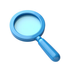 A light blue magnifying glass angled view isolated on transparent background