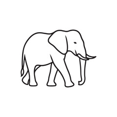 An elephant outline vector illustration on white background