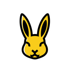 Yellow Bunny Head Logo, Icon Style, Isolated Vector Art