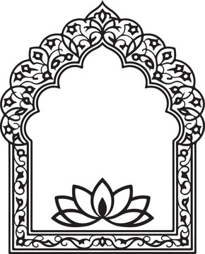 Islamic Tazhib Eslimi Text Box Frame &ndash; Iranian Arabic Ornamental Vector Design in Black