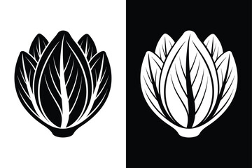 Endive Vegetable Silhouette. Flat Vector Icon for Organic Food Themes