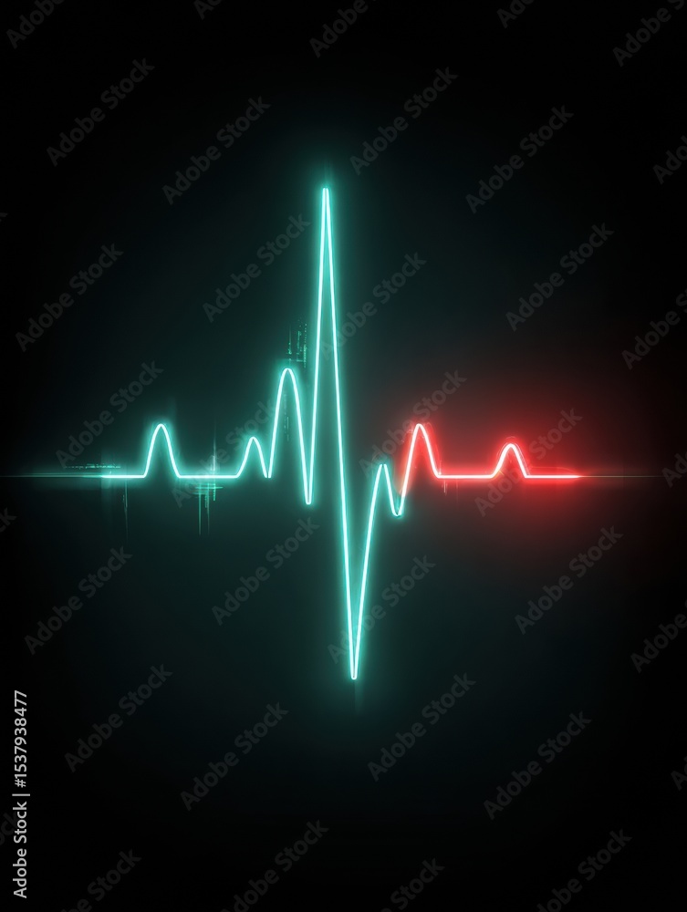 Poster heartbeat monitor exhibiting tension line morphing into risk meter with upper zone indicated as mini
