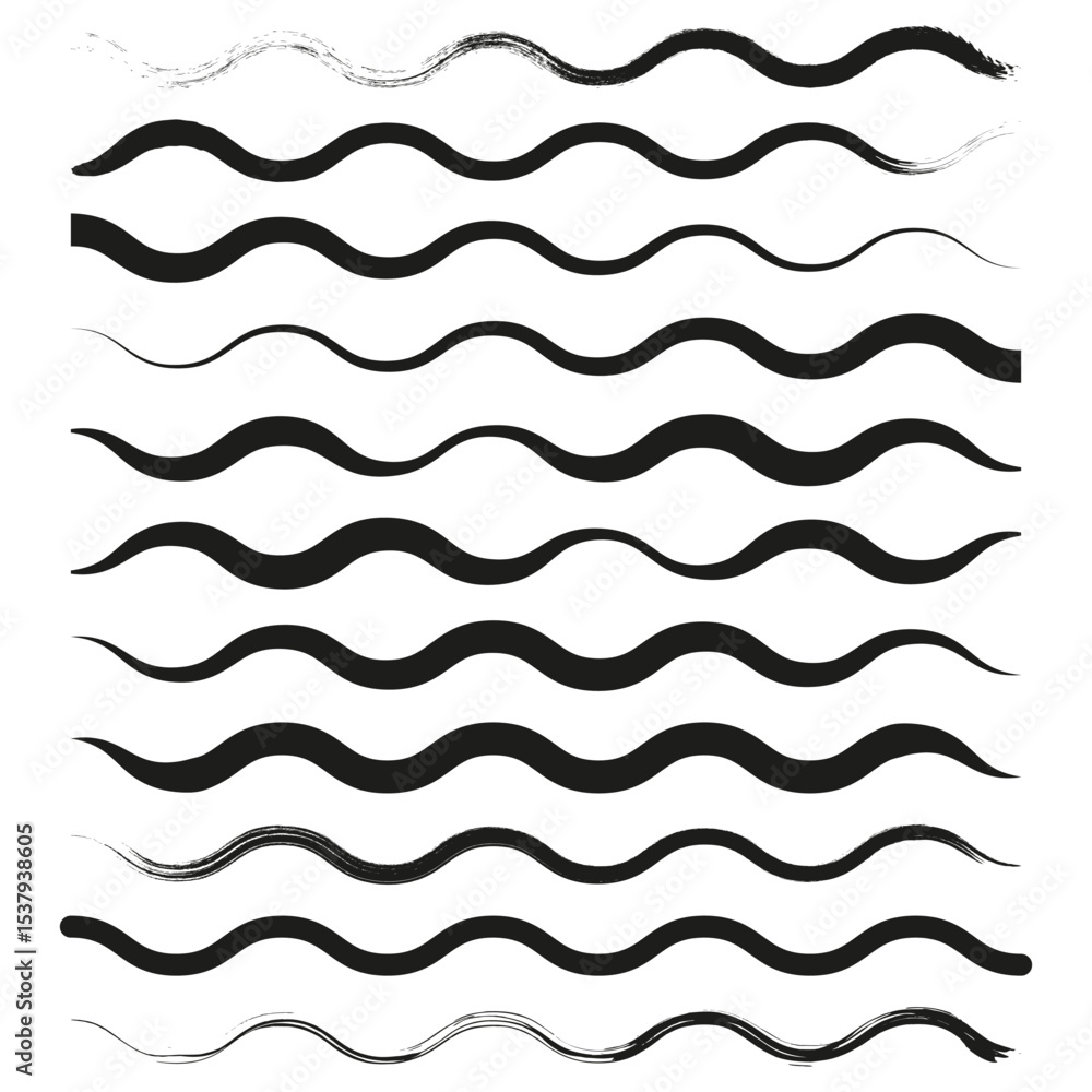 Poster wavy line pattern. horizontal vector stripes. black abstract rhythm. repeating movement form.