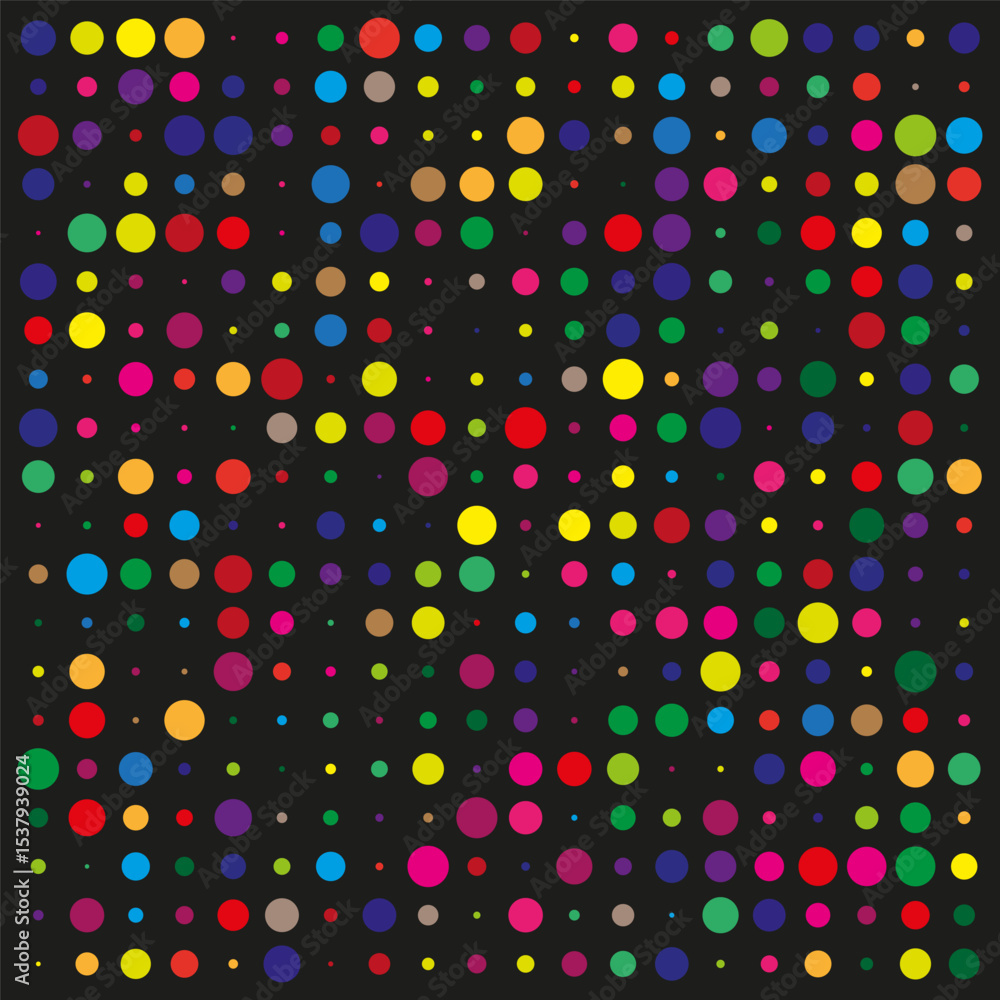 Poster colorful dots pattern. abstract grid shape. vector bright texture. digital symmetry.