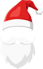 Santa Claus Hat and Beard Illustration