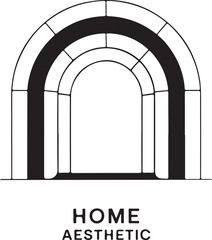 Fototapeta premium Minimalist Arch Vector Shapes – Black and White Aesthetic Home Decor Icons Set