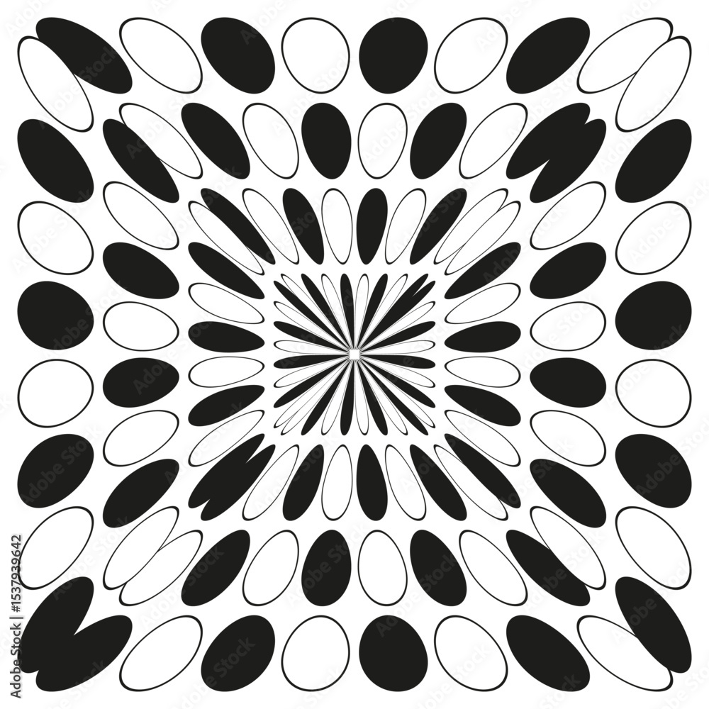 Poster radial burst pattern. sunburst ray design. vector explosive shape. black white rays.