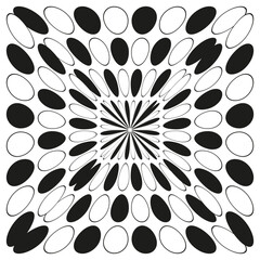 Radial burst pattern. Sunburst ray design. Vector explosive shape. Black white rays.