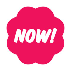 Pink NOW Icon, Urgent Promo Starburst Label Vector.