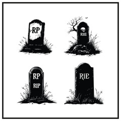 Tombstone with RIP Inscription Silhouette