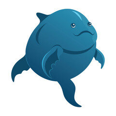 Blobfish in Simplified Form An Engaging Cartoon-Style Silhouette of the Famous Deep-Sea Fish, Ideal for Kids' Content, Educational Materials, or Quirky Marketing.eps