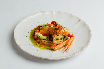 high-quality seafood lobsters for dinner in a Mediterranean restaurant