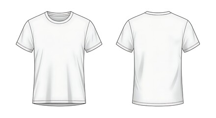 Blank White T-Shirt Template Front and Back View for Design Mockups
