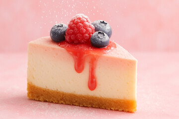 raspberry cheesecake on a plate