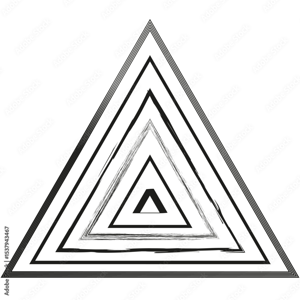 Poster pyramid perspective illusion. triangular tunnel effect. geometric abstract shape. vector optical art