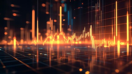 Abstract glowing lines and grid forming dynamic data visualization.