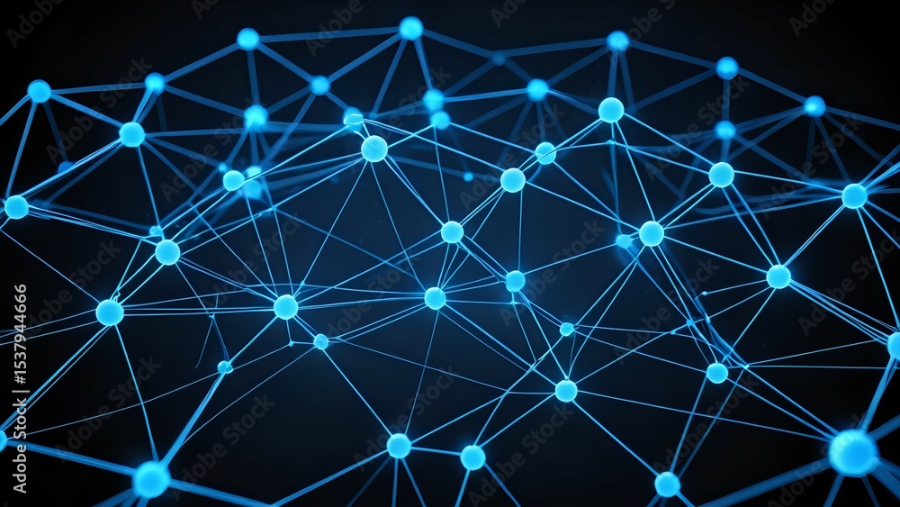 Poster abstract network connection glowing nodes and lines interconnected