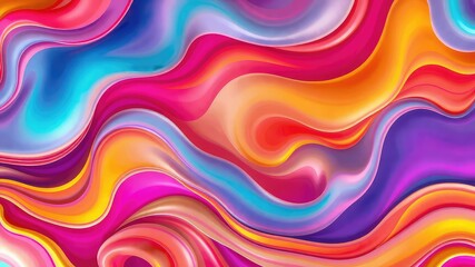 Obraz premium A Dynamic Colorful Swirl of Abstract Flowing Liquid Forms with Shades of Blue, Purple, Pink, Yellow, and Orange