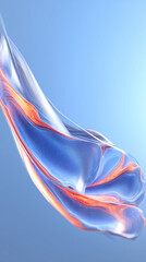Fluid Motion: Swirling Blue and Orange Abstract Form on Light Background