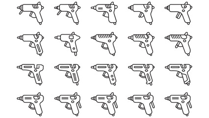 Obraz premium Collection of 20 Line Art Hot Glue Gun Icons Vector EPS Graphics for Design Projects