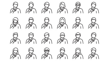 Fototapeta premium Diverse People Using Smartphones A Vector Icon Set of 20 Unique Illustrations