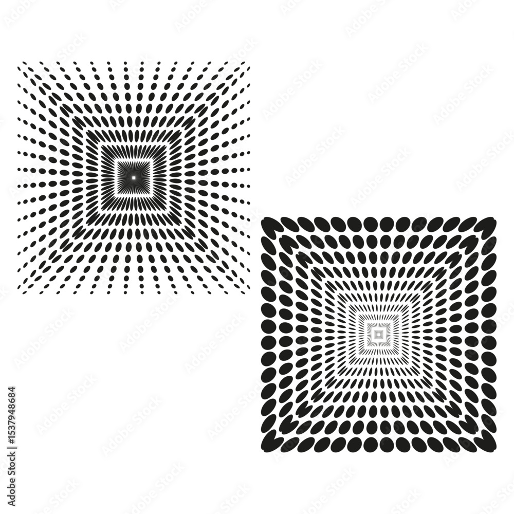 Aufkleber square dot pattern. abstract grid form. vector visual illusion. black white contrast.