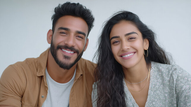 young couple giving happy expression