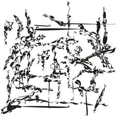 Hand drawn foliage. Monochrome botanical sketch. Natural branch design. Vector plant illustration.