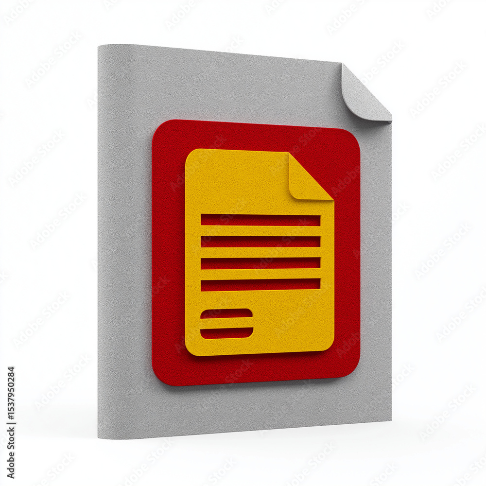 Poster a grey file folder with a red square and a yellow document icon on a white background studio shot
