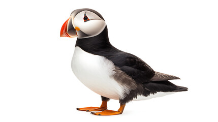 Fototapeta premium atlantic puffin or common puffin on white background