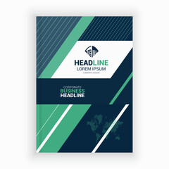 Fototapeta premium Unique Corporate Book Cover Design Template in A4. Can be adapt to Brochure, Annual Report, Magazine,Poster, Business Presentation, Portfolio, Flyer, Banner, Website.