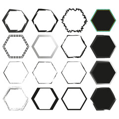 Hexagon icon shape. Black shadow pattern. Abstract grid figure. Vector geometric form.