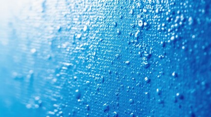 Obraz premium Abstract Blue Water Droplets on Textured Surface Macro Photography of Water Condensation for Backgrounds and Textures