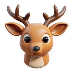 Adorable 3D Render of a Reindeer Head cute