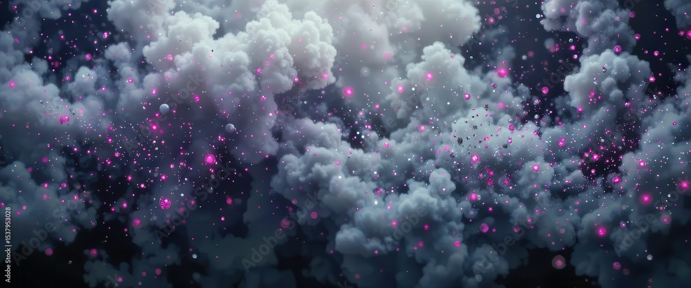 Poster stunning cosmic clouds with sparkling particles for computer backgrounds