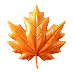 Three Dimensional Render of a Single Orange Maple Leaf