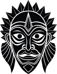 Cultural Silhouette of Folk-Inspired Indian Mask
