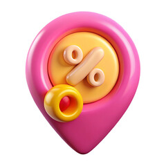 Three Dimensional Pink Location Marker with Percentage Symbol