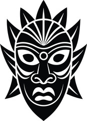 Tribal Silhouette of Bold Indian Mask with Heritage Style