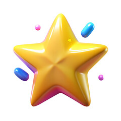 Shiny Yellow 3D Star with Colorful Accents vibrant