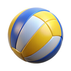 Blue Yellow and White Volleyball Isolated on White Background