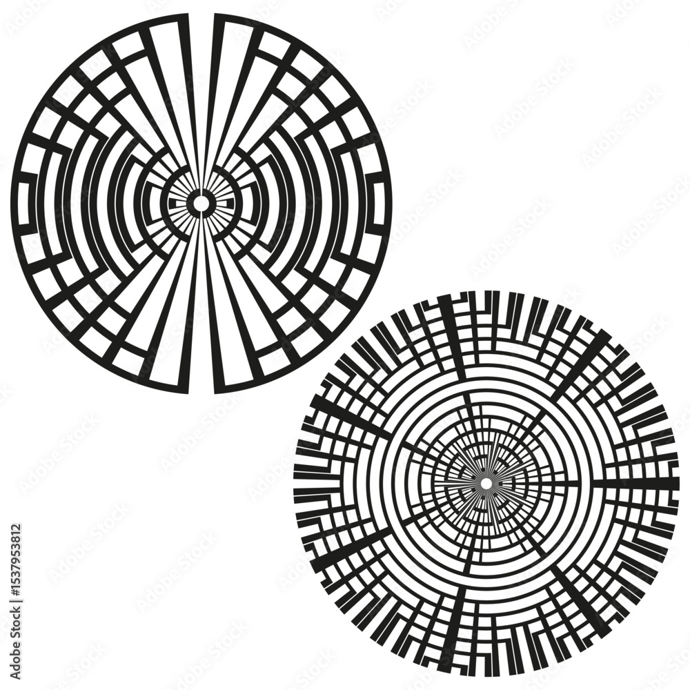 Poster concentric circles pattern. abstract spiral design. vector radial texture. black white target.