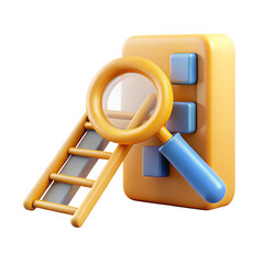3D Render of Magnifying Glass Ladder and Interface