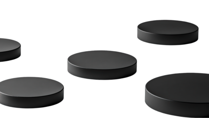 Dark gray circular podiums