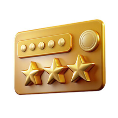 Three Star Gold Rating Review Button Interface golden