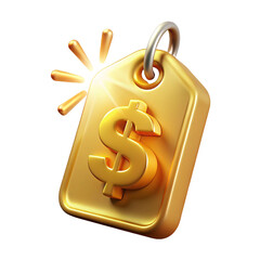 Golden Price Tag with Dollar Sign and Glowing Effect